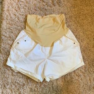 White maternity shorts